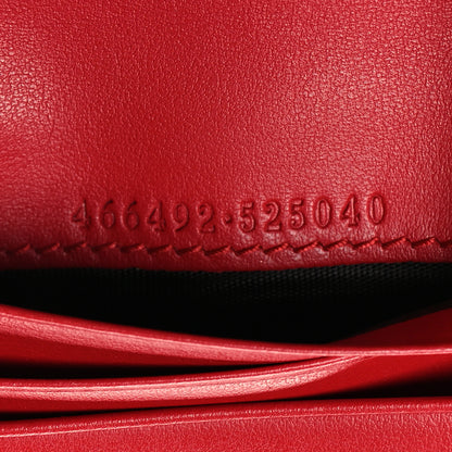 Gucci Calfskin Matelasse GG Marmont Card Case Wallet Hibiscus Red 8 of 10