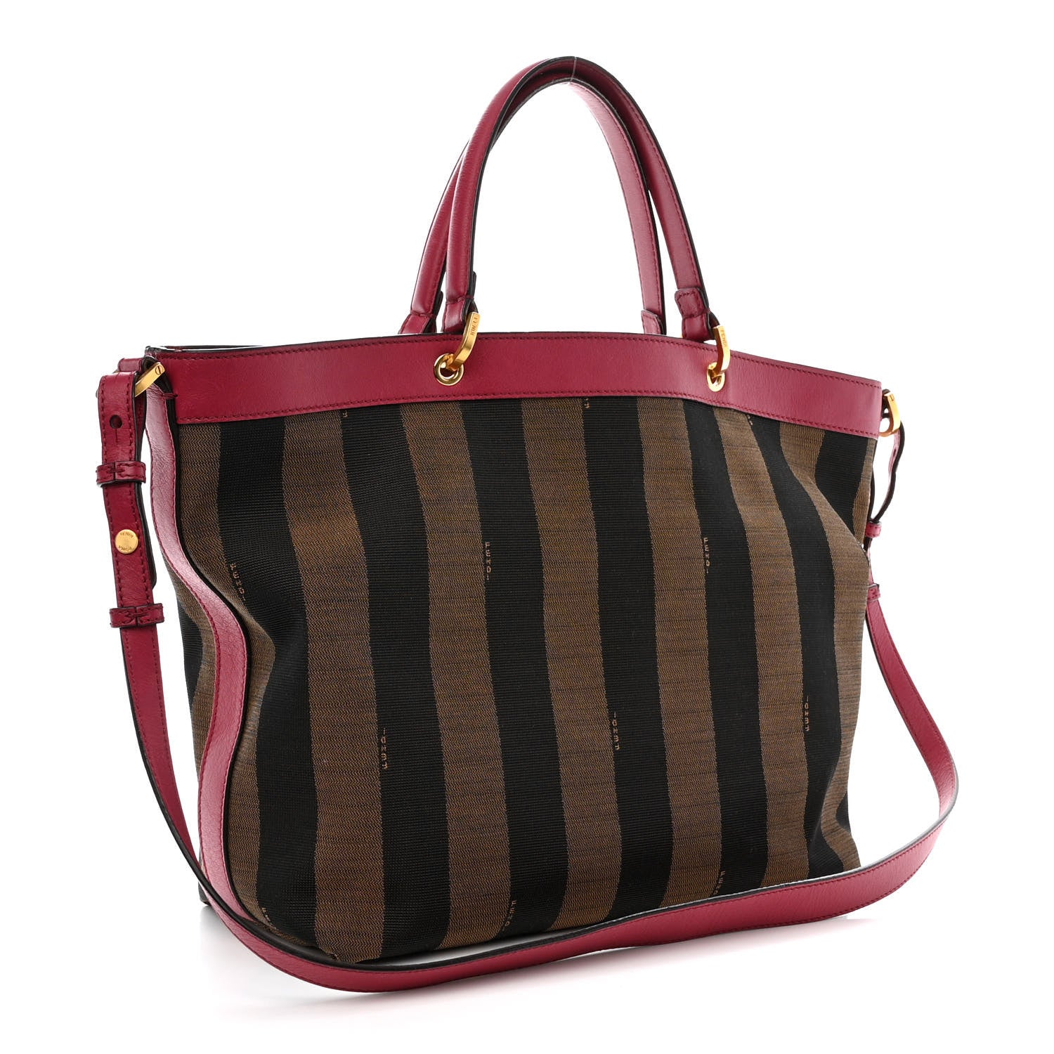 Fendi Pequin Vitello Shoulder Tote Tobacco Amarena 3 of 16