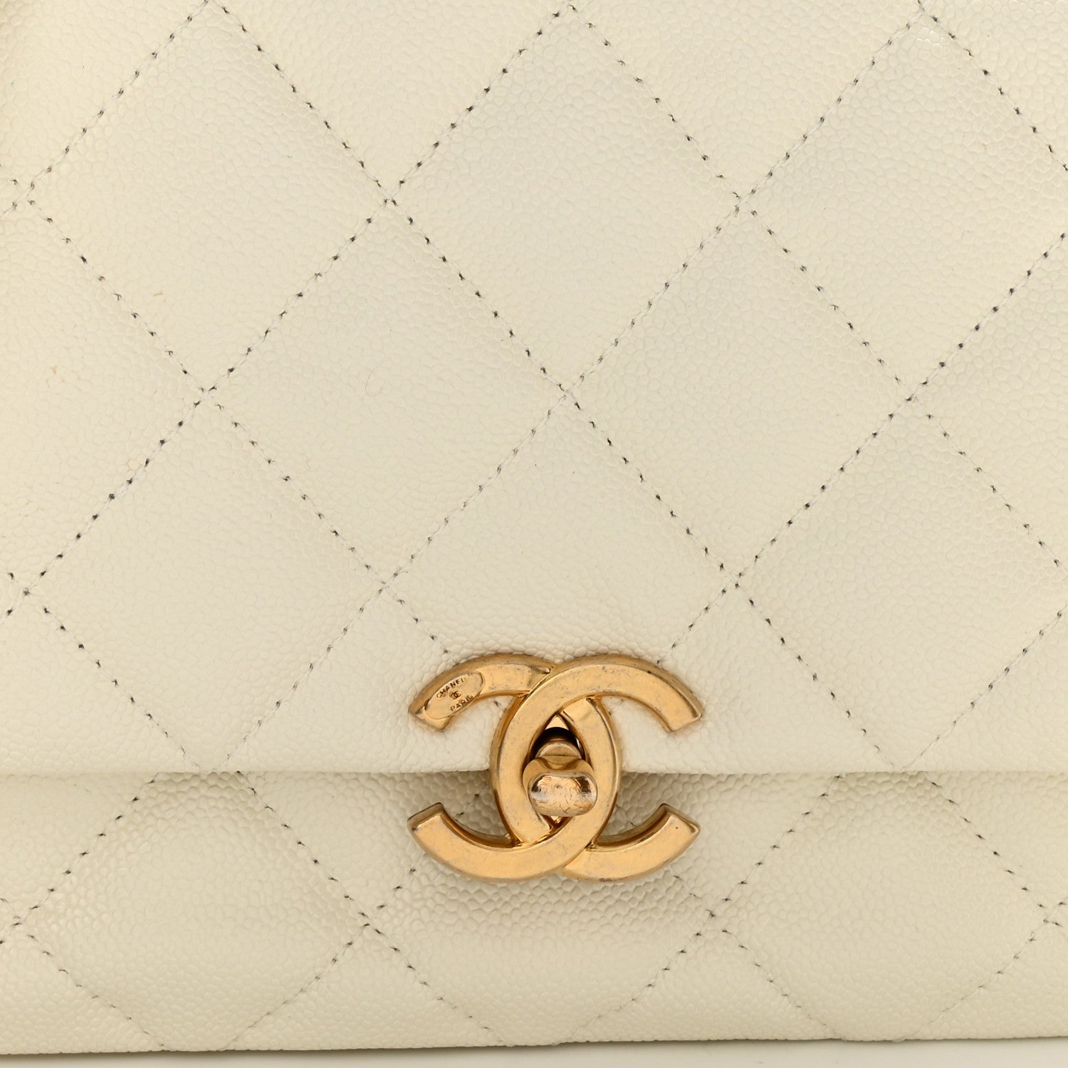 Chanel Shiny Caviar Quilted Large Chain Melody Flap White 8 of 11