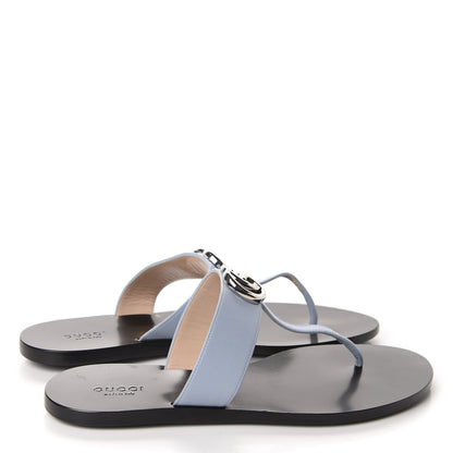 Gucci Calfskin GG Marmont Thong Sandals 38.5 Porcelain Light Blue 4 of 8