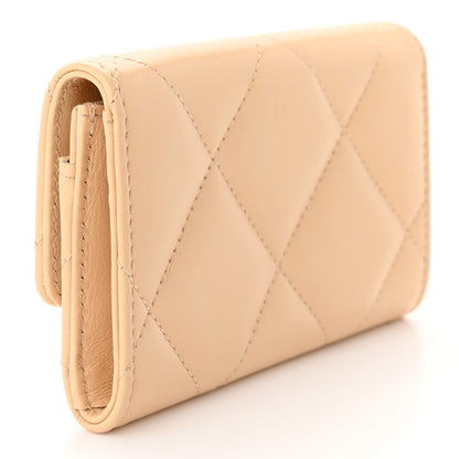 Chanel Lambskin Quilted Chanel 19 Flap Card Holder Beige 3 of 11