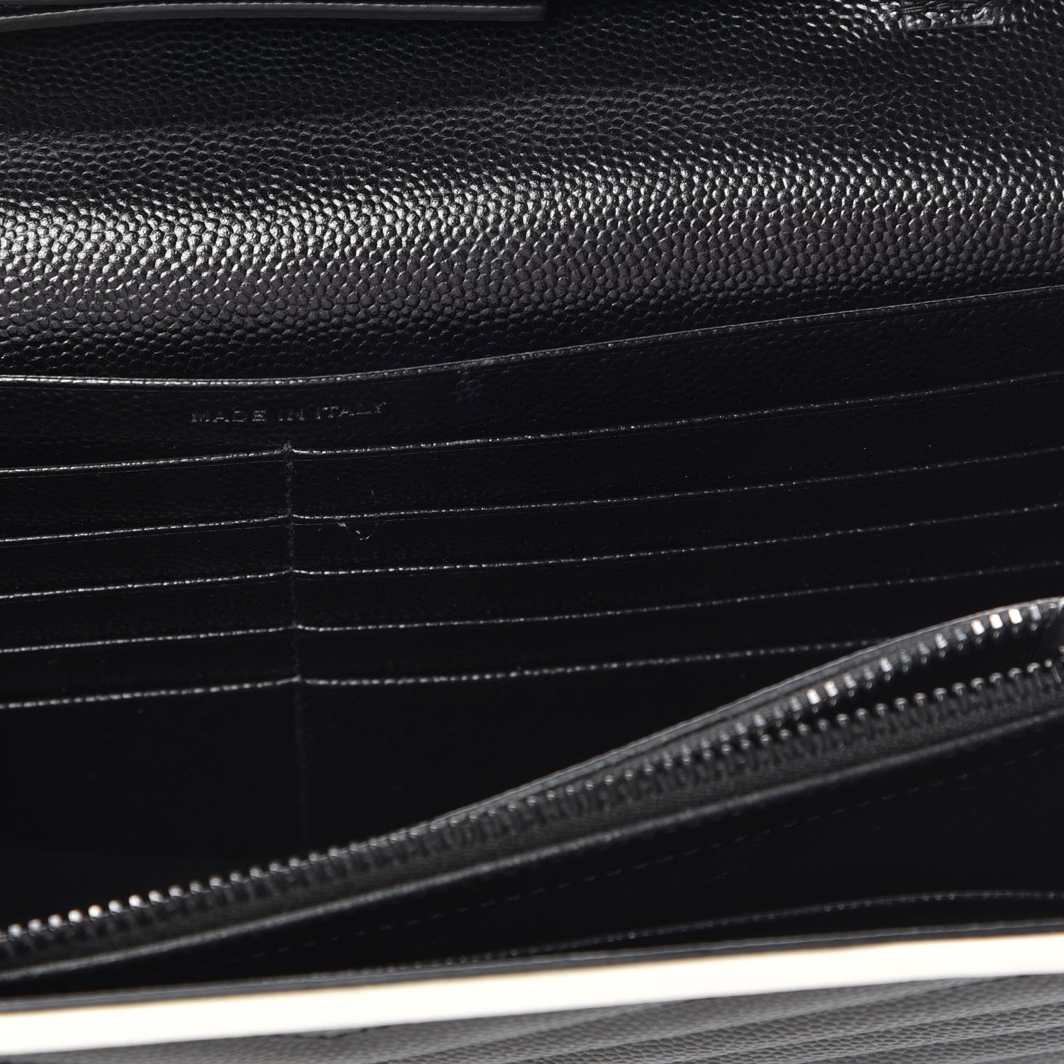 Saint Laurent Grain De Poudre Matelasse Chevron Monogram Chain Wallet Black White 8 of 14