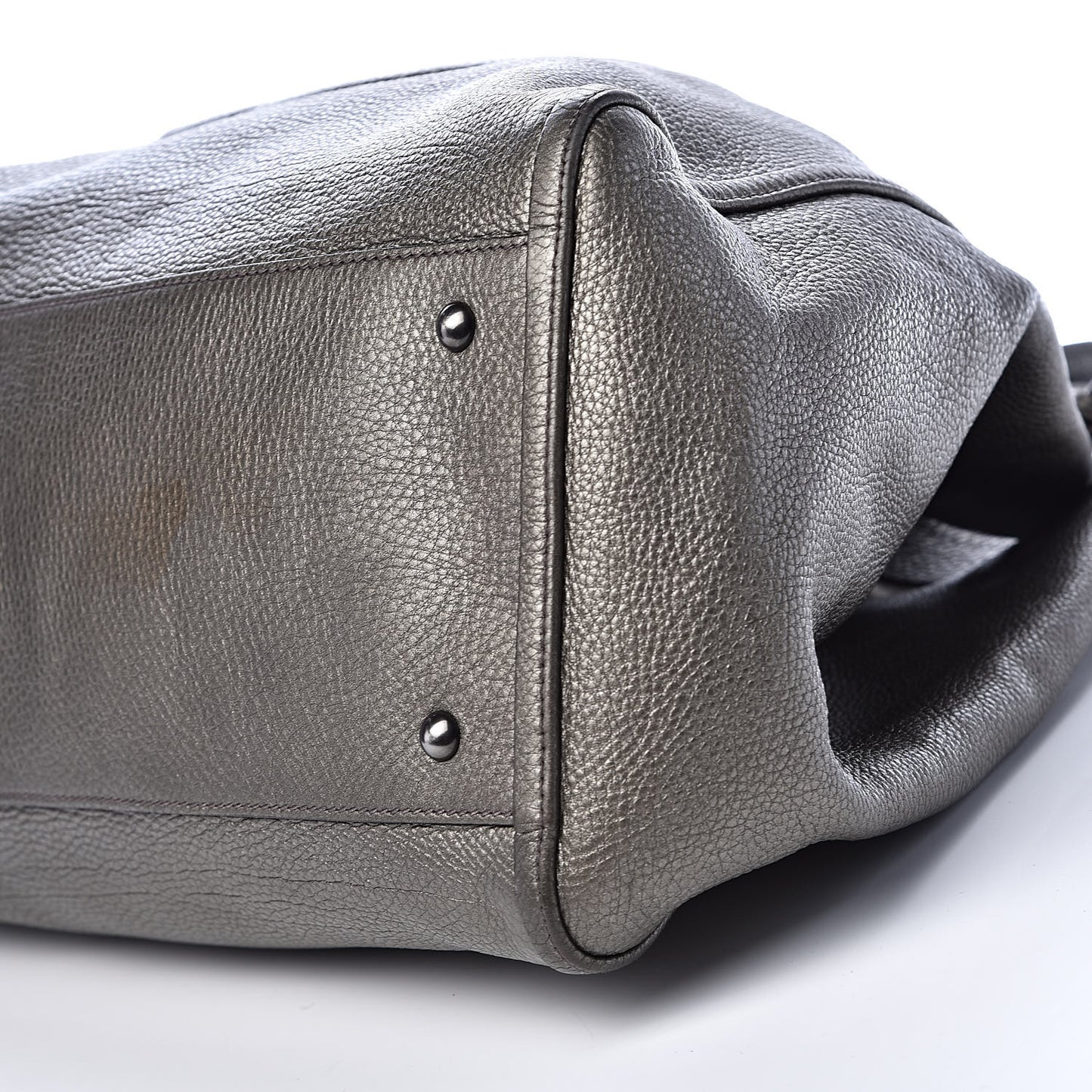 Metallic Pebbled Calfskin Large Soho Shoulder Bag Sasso