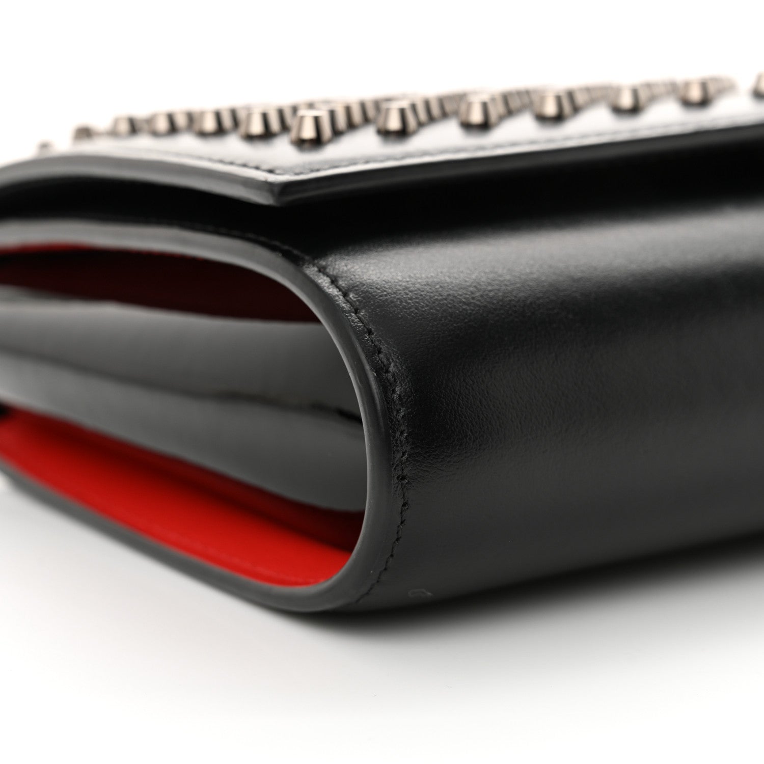 Christian Louboutin Calfskin Patent Spikes Paloma Clutch Black 9 of 11