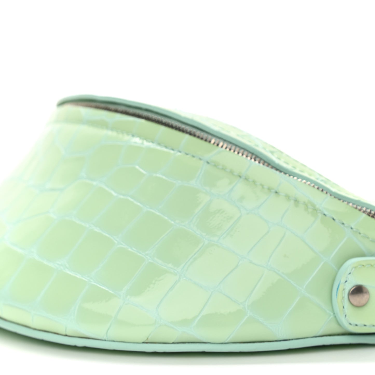 Shiny Calfskin Crocodile Embossed XXS Souvenir Belt Bag Green