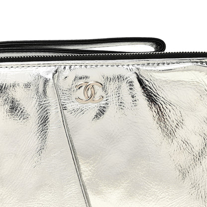 Chanel Metallic Lambskin Wave Clutch Black Silver 9 of 12