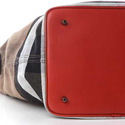 Burberry Canvas Mega Check Medium Ashby Bucket Bag Red 4 of 7