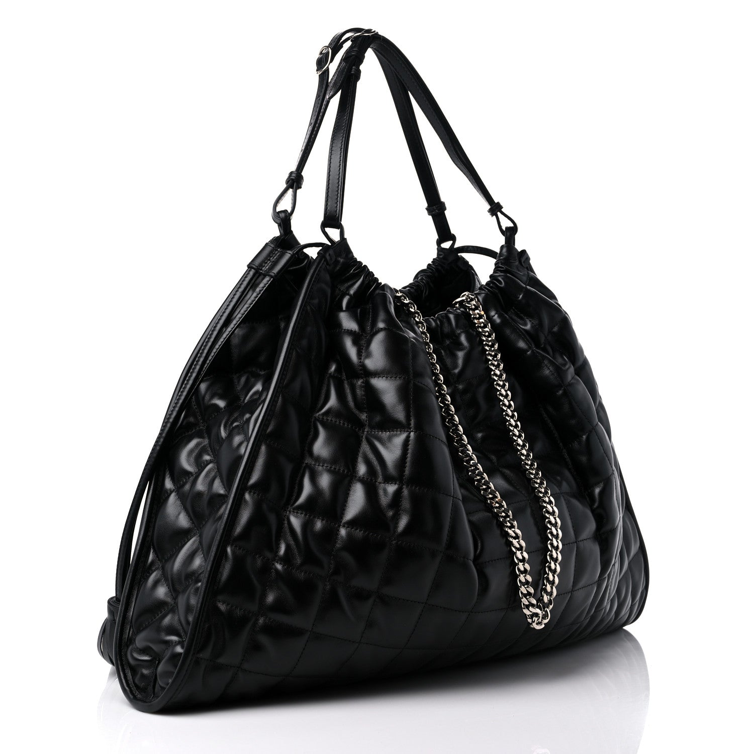 Gucci Calfskin Quilted Large Deco Tote Bag Black 3 of 9