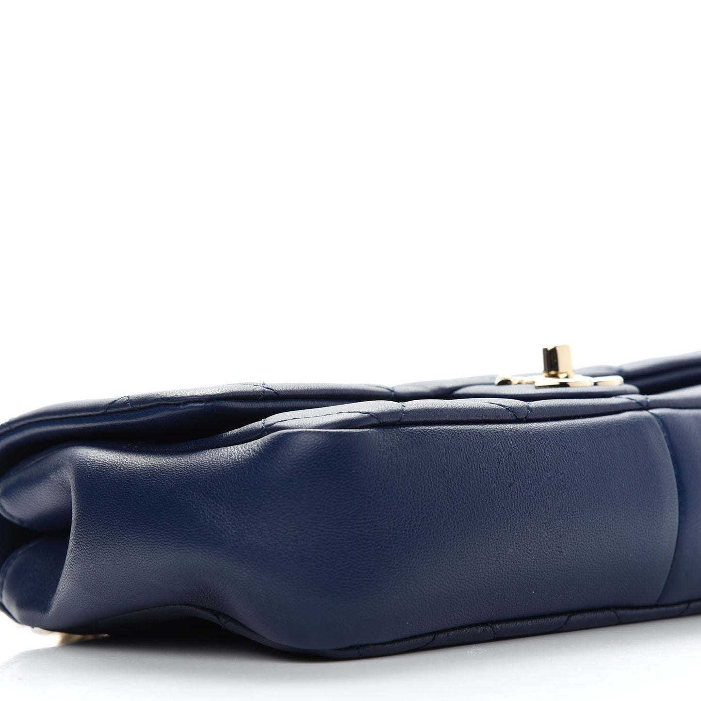 Lambskin Quilted Resin Bi-Color Chain Flap Bag Navy