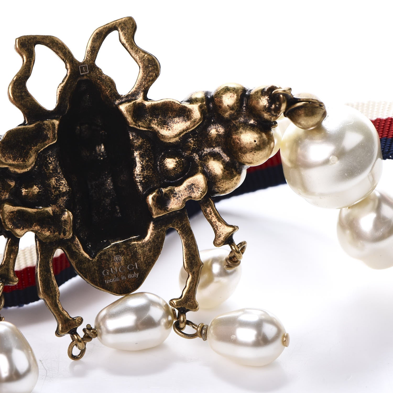 Gucci Crystal Pearl GG Sylvie Bee Necklace 6 of 7