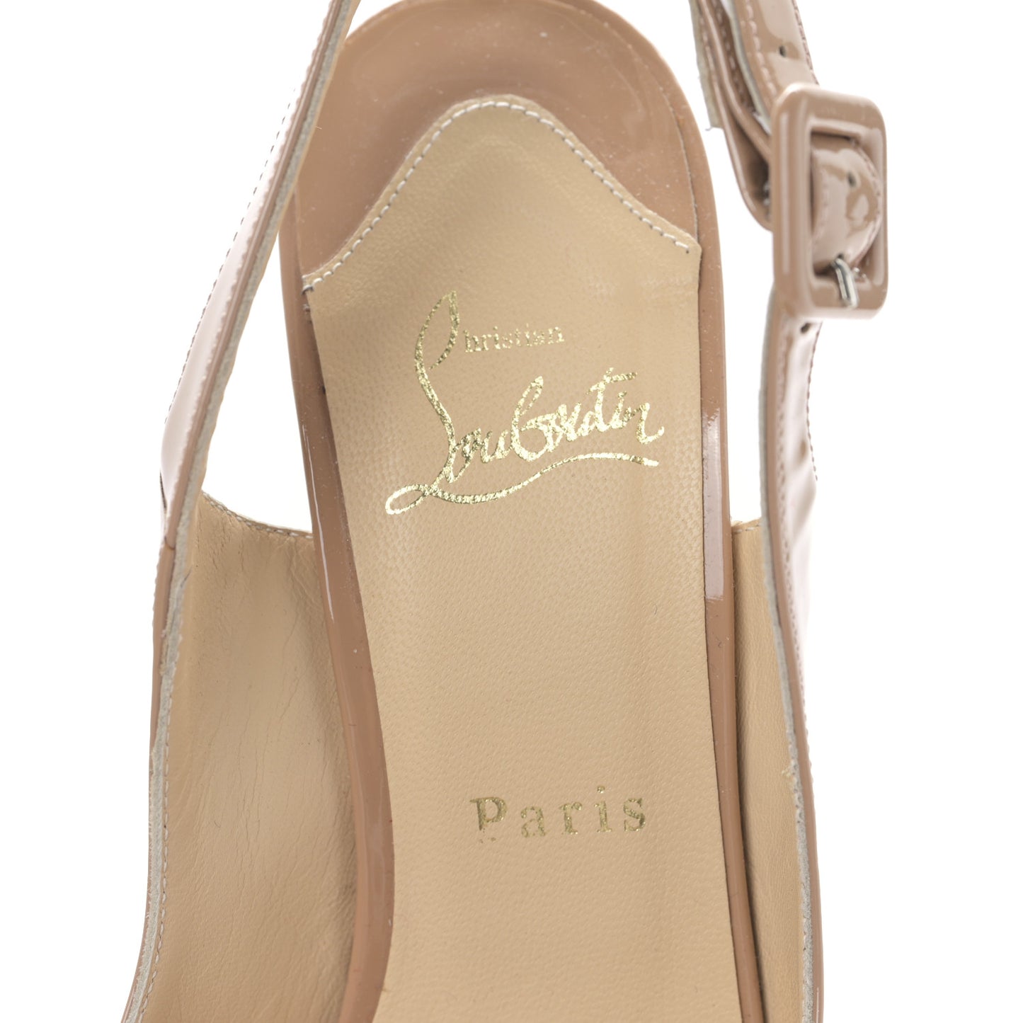 Patent Cork Une Plume Sling 140 Wedge Sandals 38 Nude