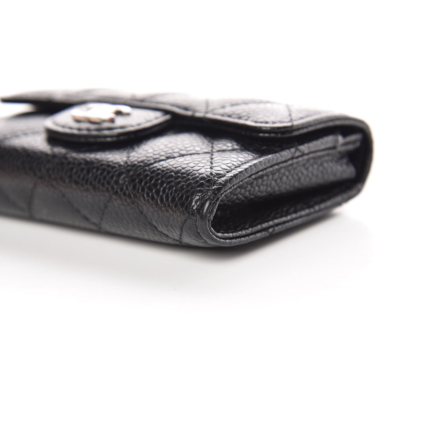 Caviar Quilted Flap Card Holder Black