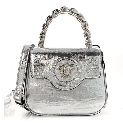 Versace Metallic Crackled Lambskin Mini La Medusa Silver 1 of 10