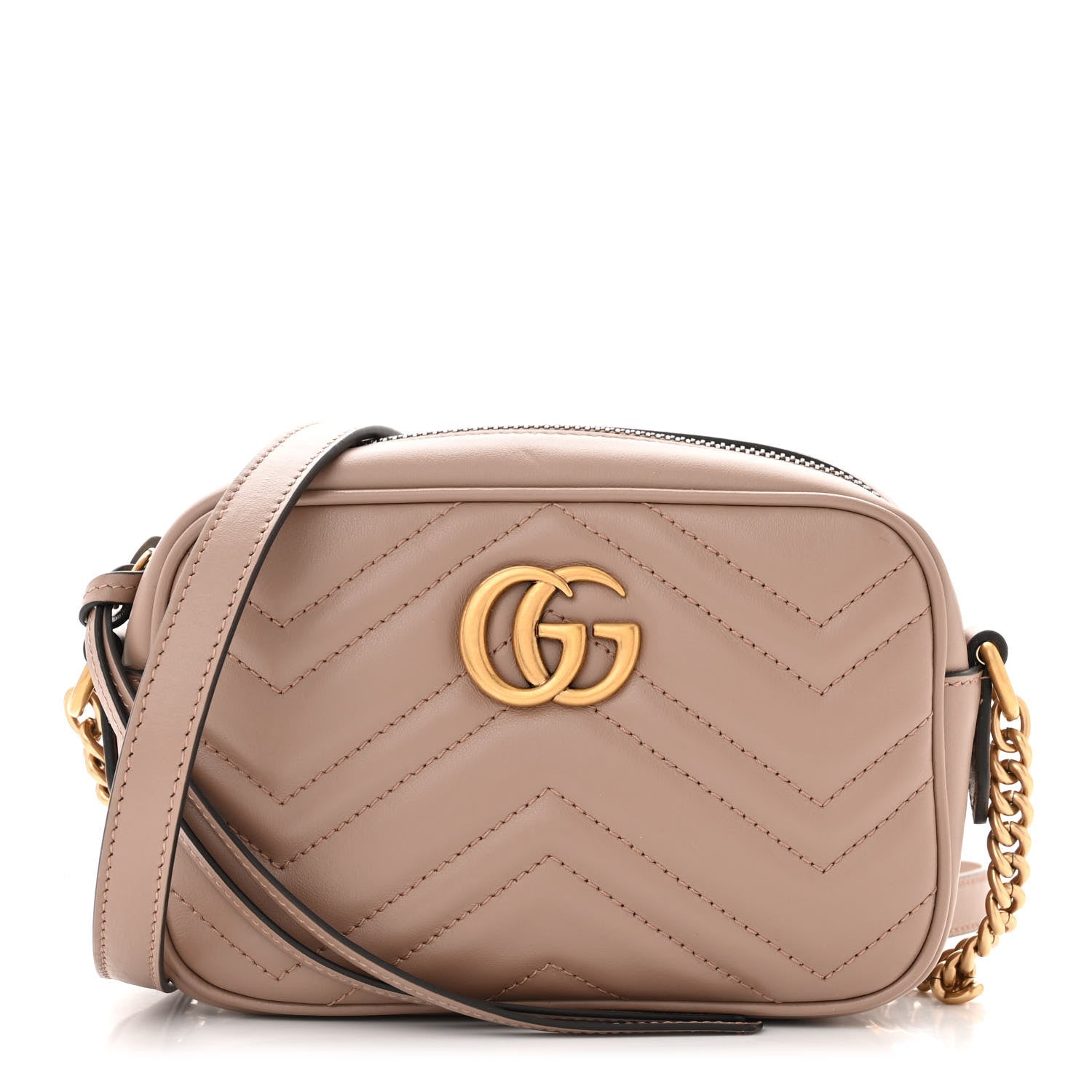 Gucci Calfskin Matelasse Mini GG Marmont Chain Shoulder Bag Porcelain Rose 1 of 11