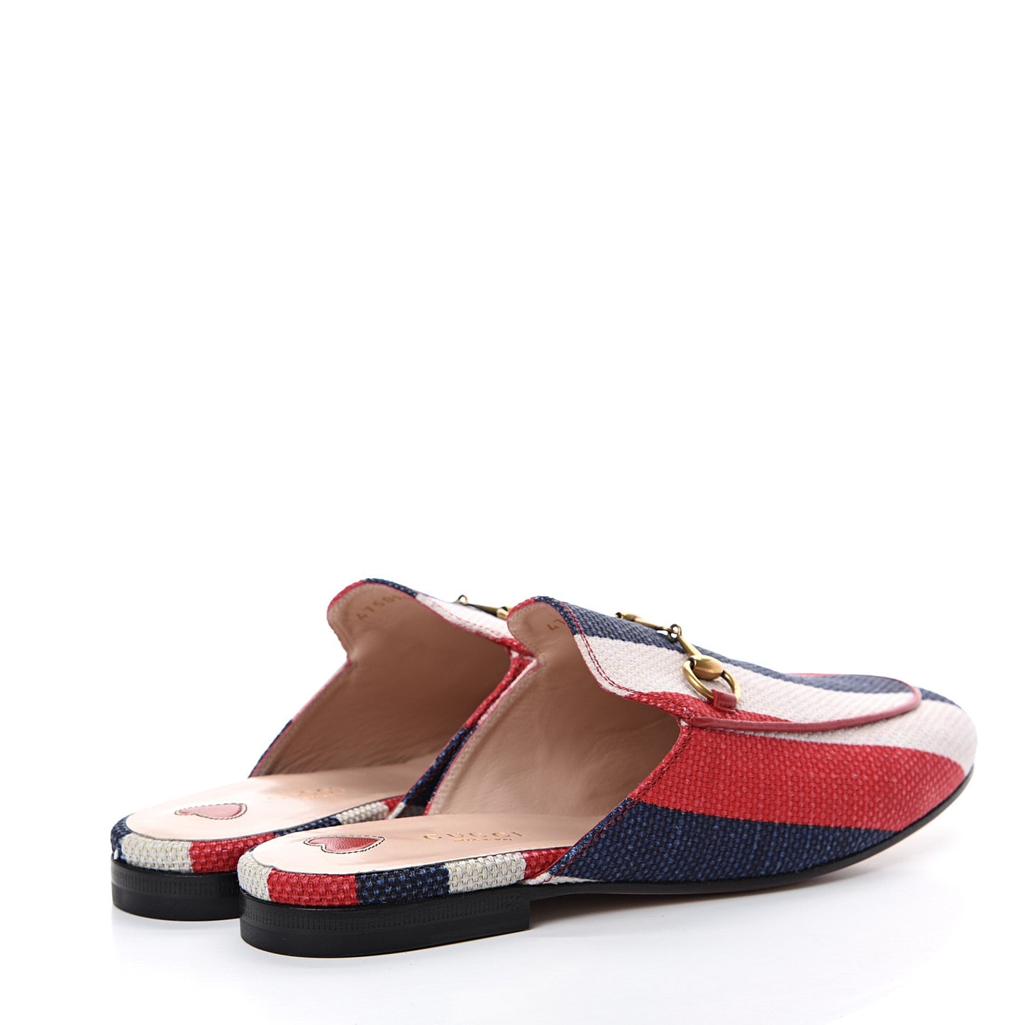 Canvas Sylvie Stripe Womens Princetown Slippers 38 Mystic White Hibiscus Red Maritime