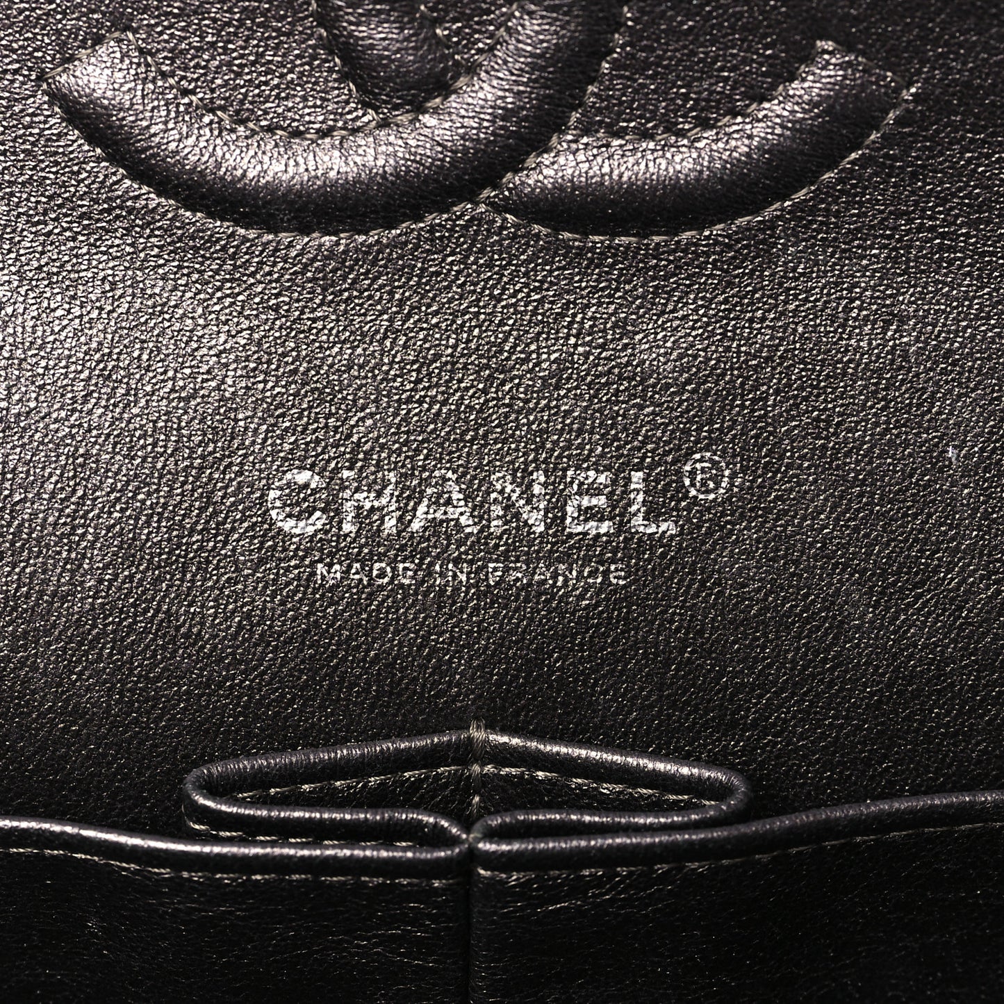 Metallic Lambskin Quilted Medium Double Flap Pewter