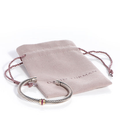 David Yurman Sterling Silver 14K Yellow Gold Ruby 5mm Cable Classics Single Station Bracelet 6 of 6