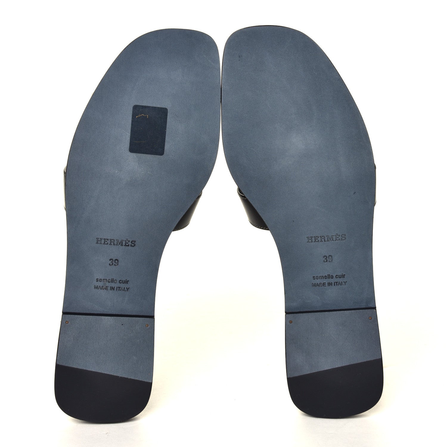 Hermes Box Calfskin Oran Sandals 39 Black 6 of 6