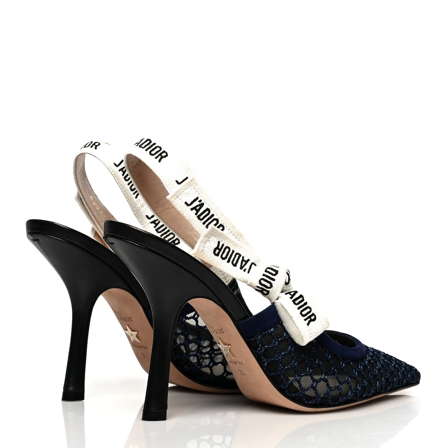 Resille Lambskin Ribbon J'Adior Slingback 100mm Pumps 38 Indigo Blue