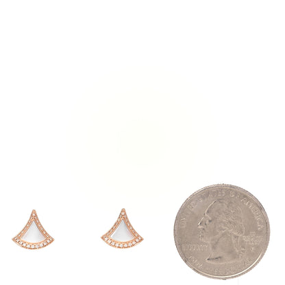 Bulgari 18K Rose Gold Diamond Mother of Pearl Divas' Dream Pave Stud Earrings 2 of 6