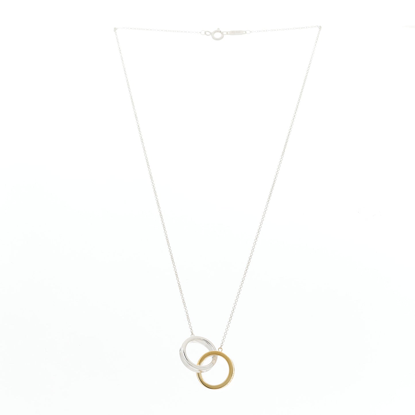 Sterling Silver 18K Yellow Gold 1837 Interlocking Circles Pendant Necklace
