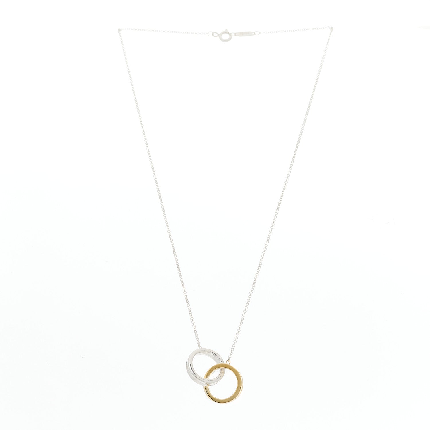 Tiffany Sterling Silver 18K Yellow Gold 1837 Interlocking Circles Pendant Necklace 3 of 8