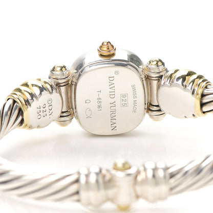 David Yurman Sterling Silver 18K Yellow Gold Diamond Mother of Pearl 21mm Classic Cable Quartz Watch 4 of 5