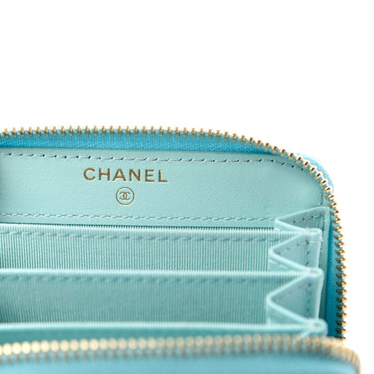 Chanel Caviar Quilted Zip Coin Purse Light Blue 6 of 9