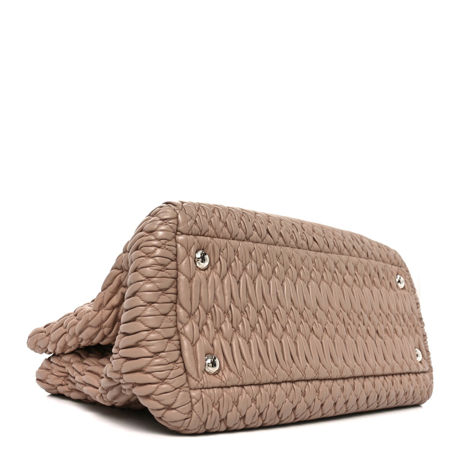 Miu Miu Nappa Matelasse Swarovski Crystal Tote Cammeo 4 of 9