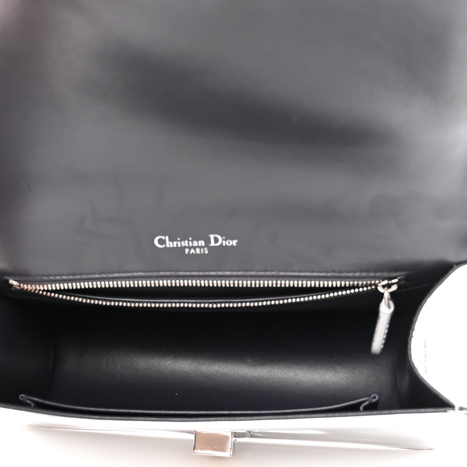 Christian Dior Metallic Patent Micro-Cannage Medium Diorama Flap Bag Silver 4 of 8