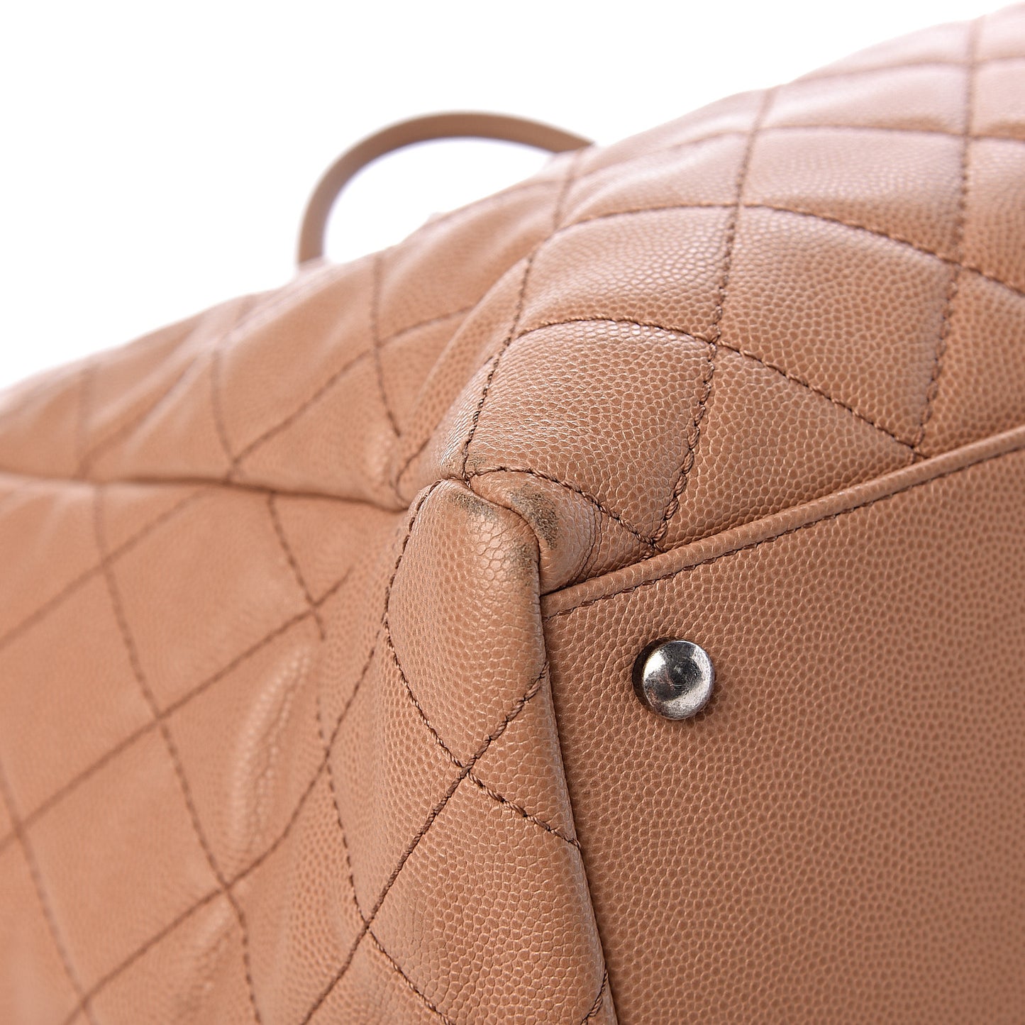 Caviar Quilted Large Coco Handle Shopping Tote Beige