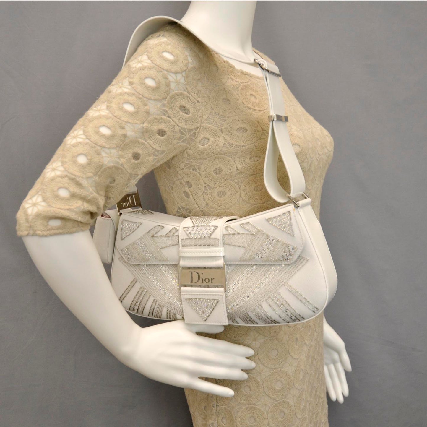 Beaded Sequin Street Chic Columbus Avenue Bag White