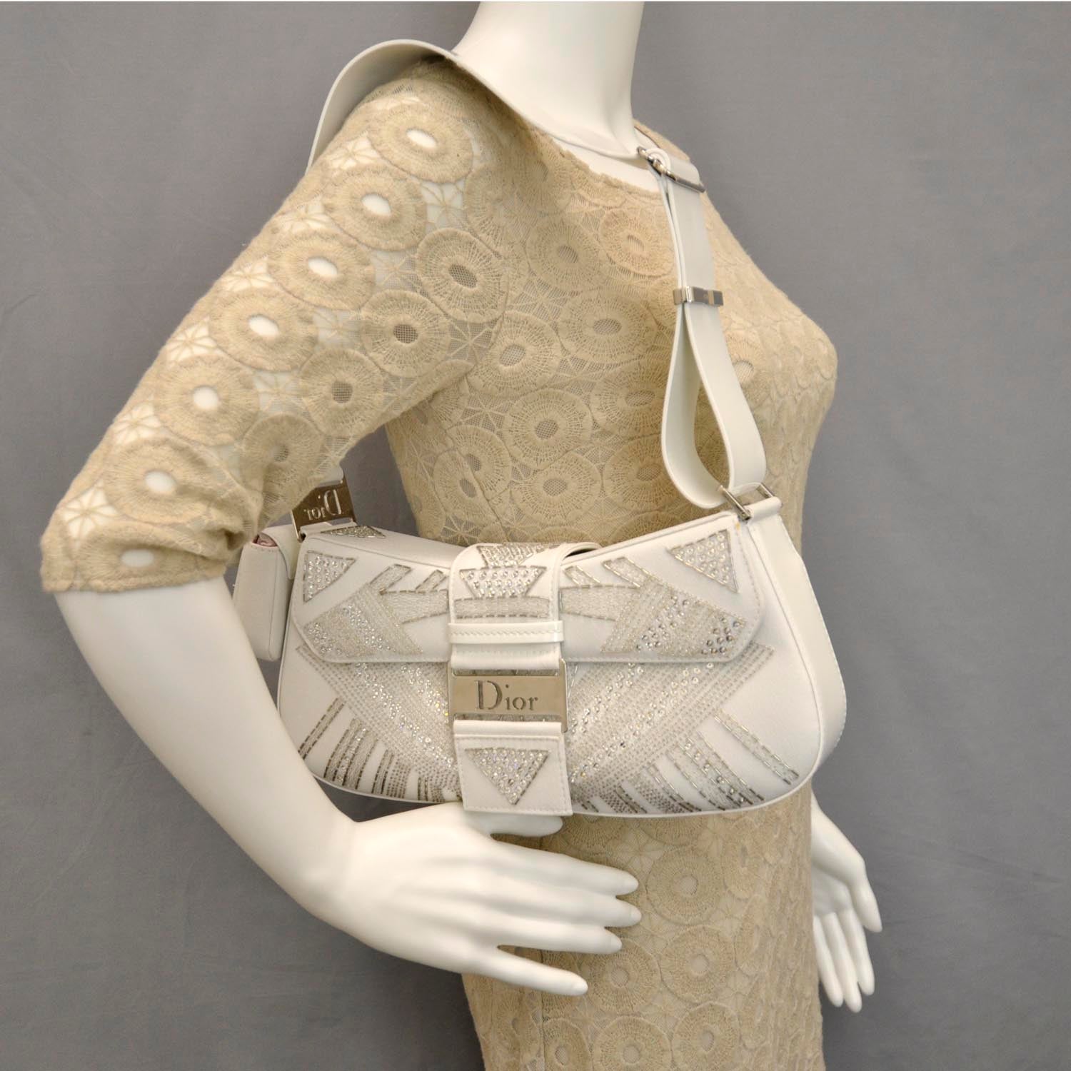 Christian Dior Beaded Sequin Street Chic Columbus Avenue Bag White 2 of 11
