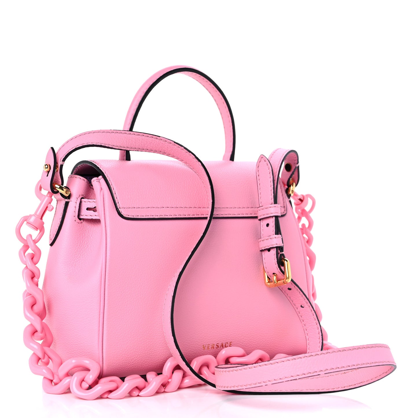 Grained Calfskin Small La Medusa Top Handle Bag Pink