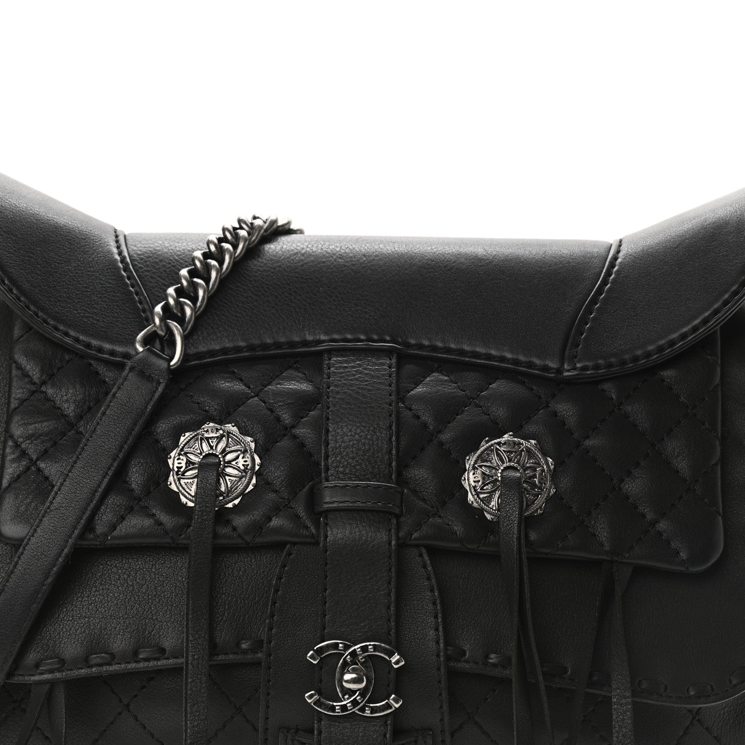 Chanel Calfskin Quilted Large Ride My Bag Messenger Black 8 of 10