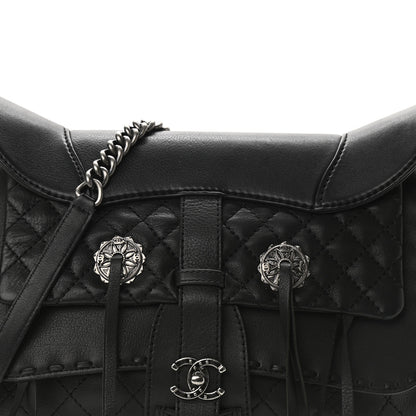 Chanel Calfskin Quilted Large Ride My Bag Messenger Black 8 of 10