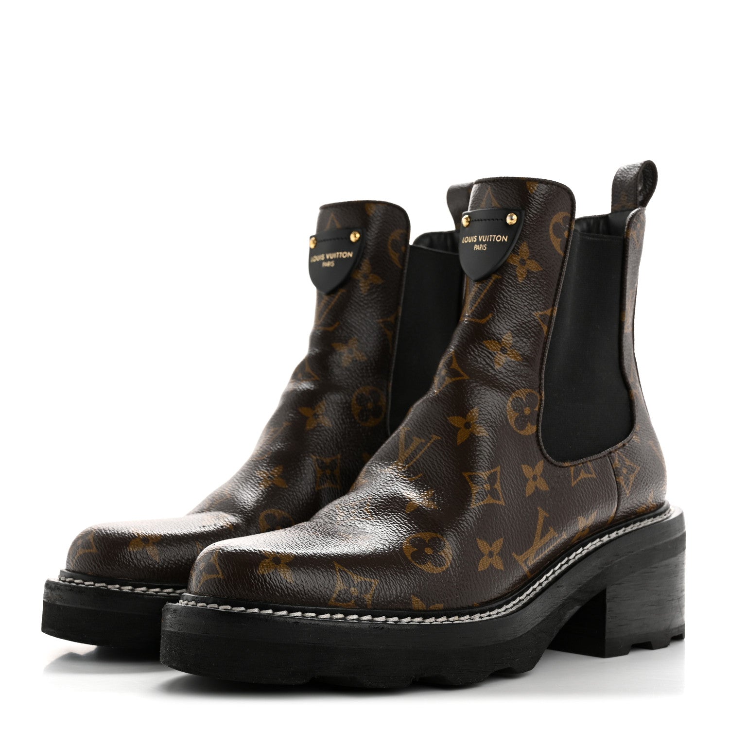 Louis Vuitton Patent Monogram LV Beaubourg Ankle Boots 39 Black 4 of 11