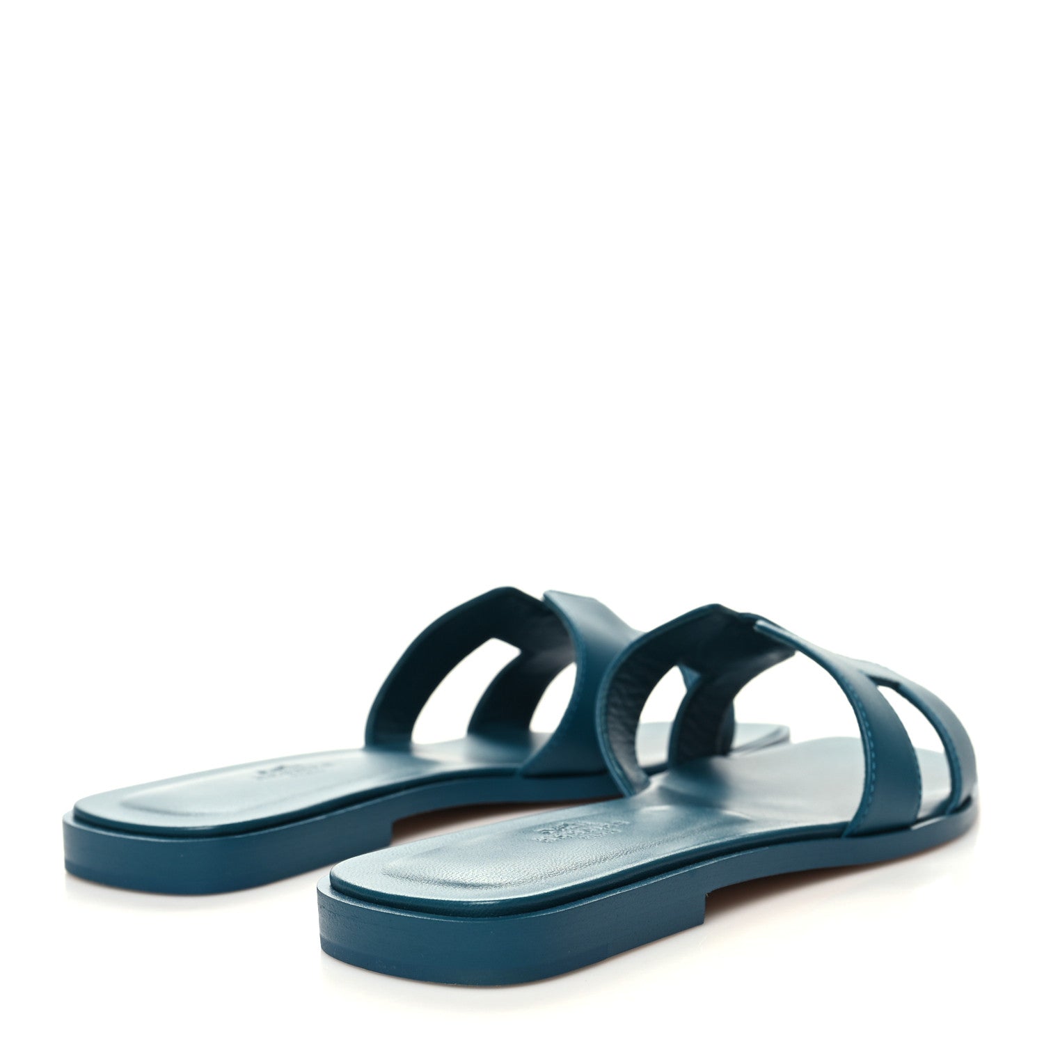 Hermes Calfskin Oran Sandals 38 Bleu Emeraude 4 of 9