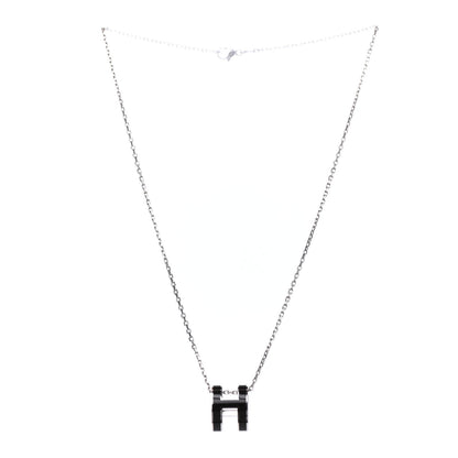 Hermes Lacquered Palladium Pop H Pendant Necklace Black 2 of 3