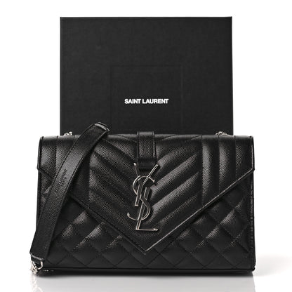 Saint Laurent Grain De Poudre Textured Mixed Matelasse Triquilt Small Monogram Satchel Black 9 of 9