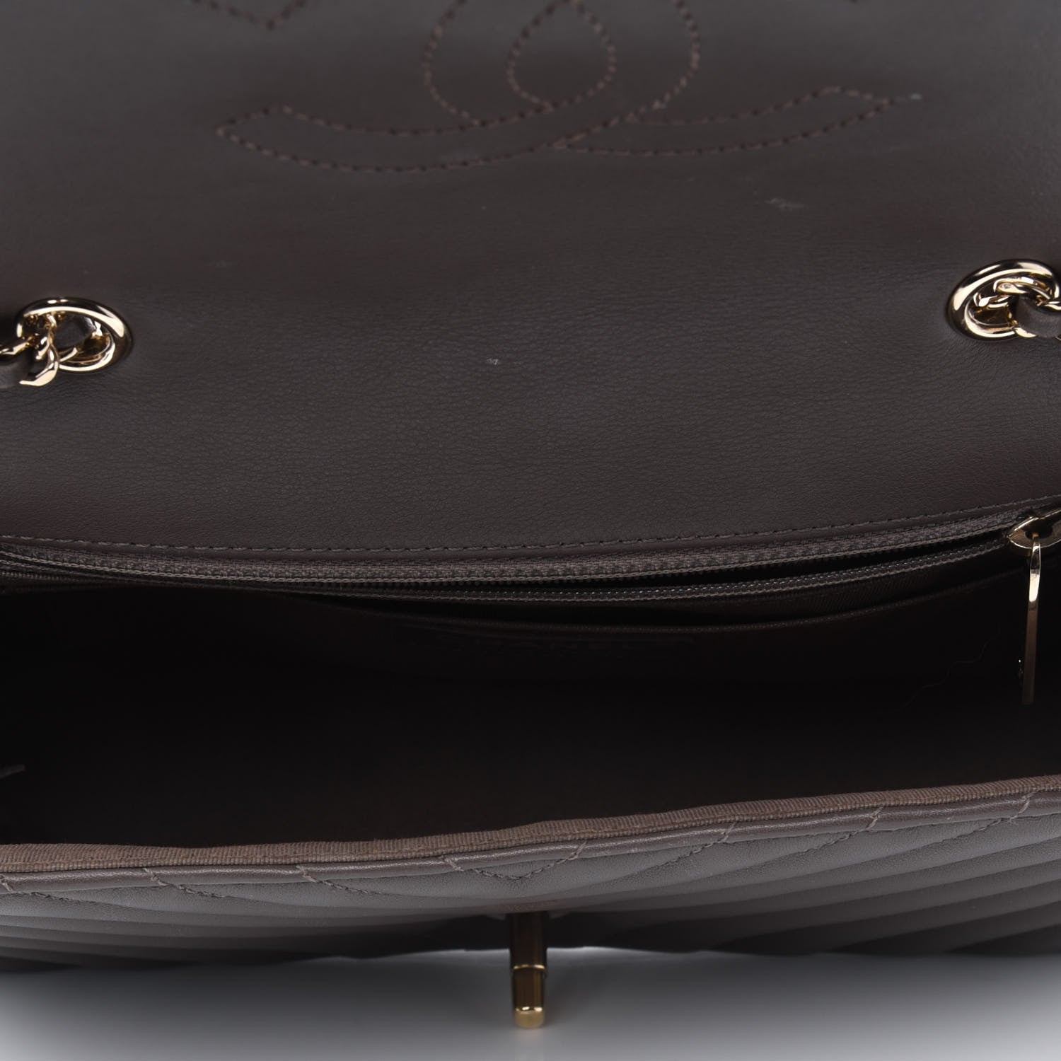 Chanel Calfskin Chevron Quilted Small Statement Flap Khaki 4 of 20