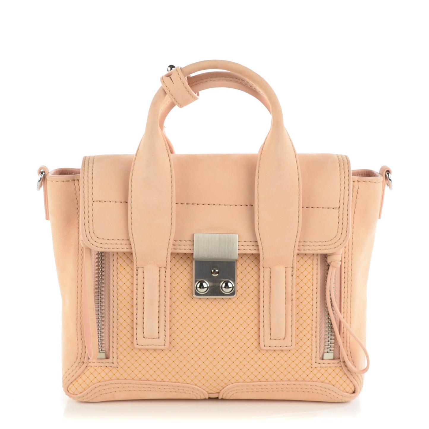 3.1 Perforated Calfskin Suede Mini Pashli Satchel Beige