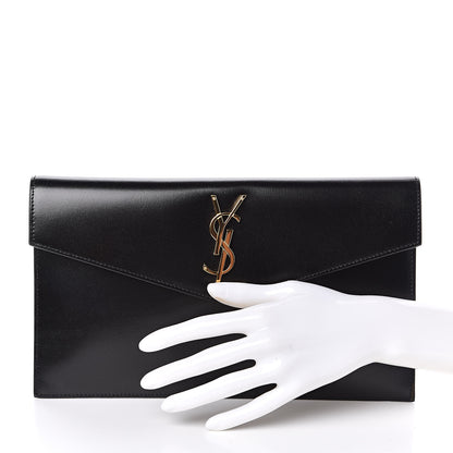 Saint Laurent Smooth Shiny Calfskin Monogram Uptown Pouch Black 2 of 9