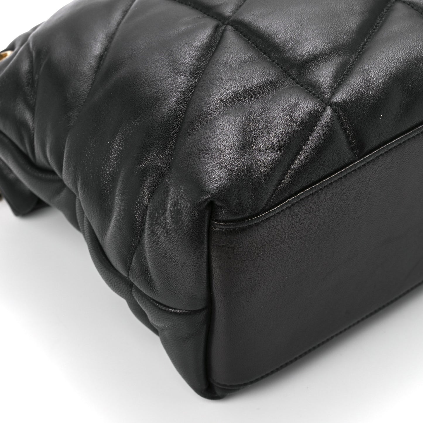 Lambskin Quilted Medium Loulou Puffer Monogram Chain Satchel Black