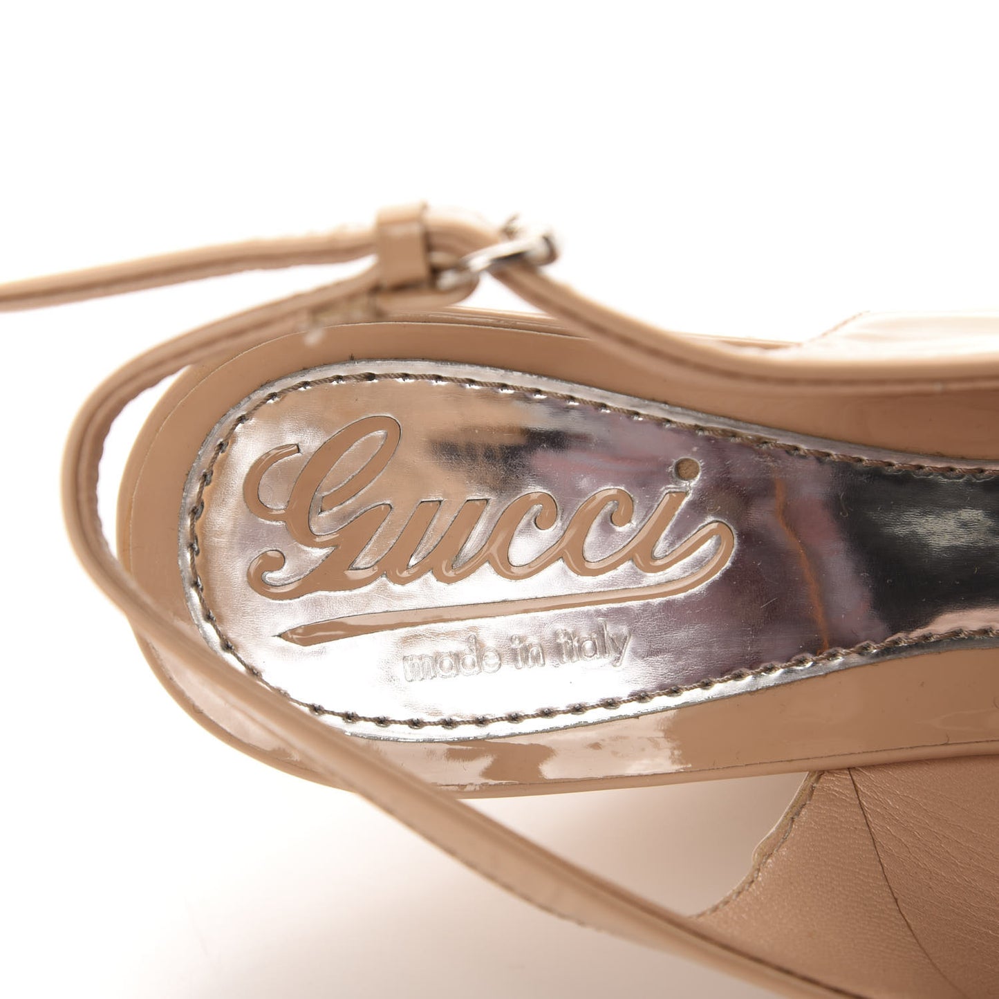 Patent Peep Toe Slingback Wedges 35 Beige