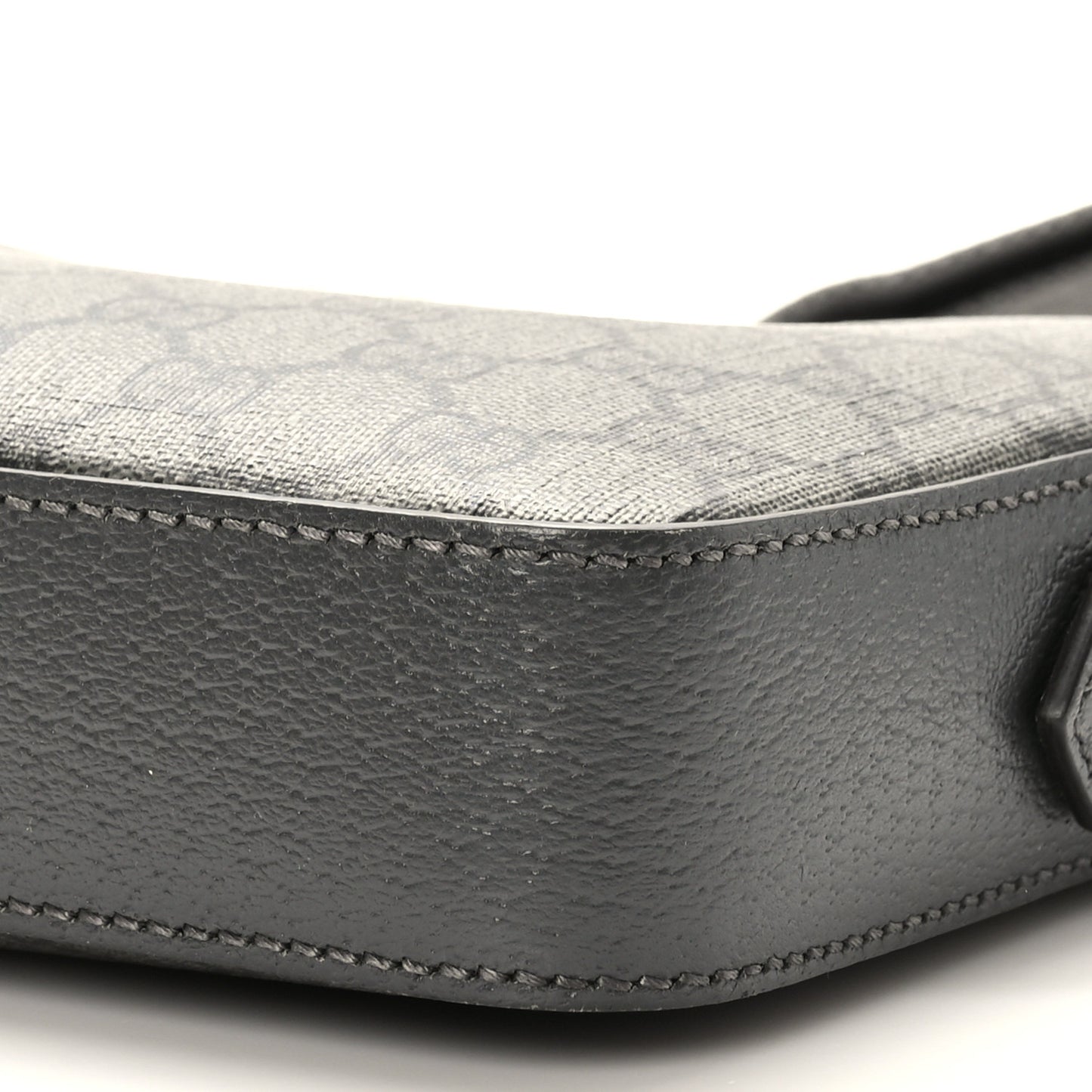 GG Supreme Monogram Textured Dollar Calfskin Web Ophidia Wristlet Shoulder Bag Grey Black Graphite Grey
