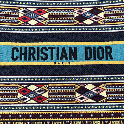Christian Dior Canvas Embroidered Book Tote Blue Multicolor 7 of 11