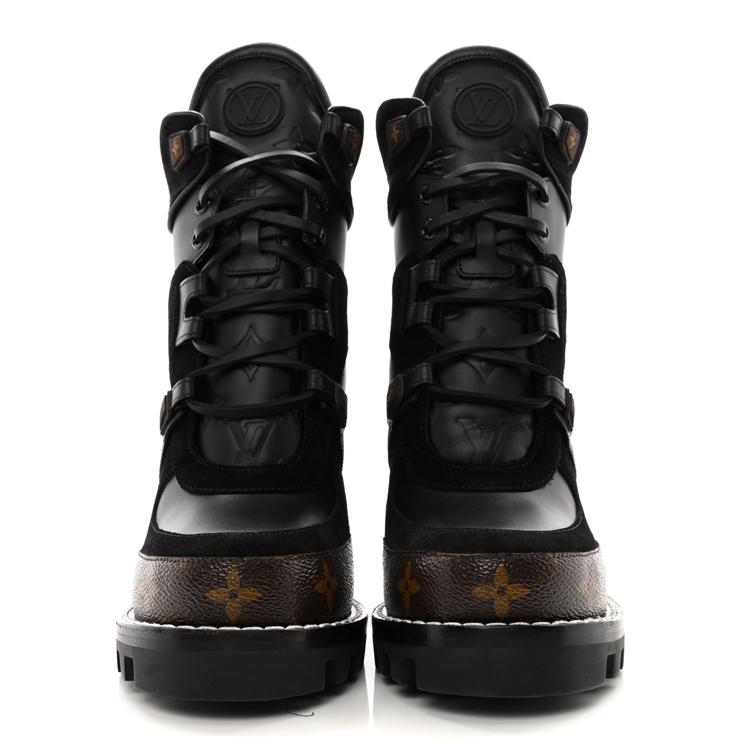 Louis Vuitton Suede Calfskin Monogram Star Trail Ankle Boots 39 Black 2 of 8