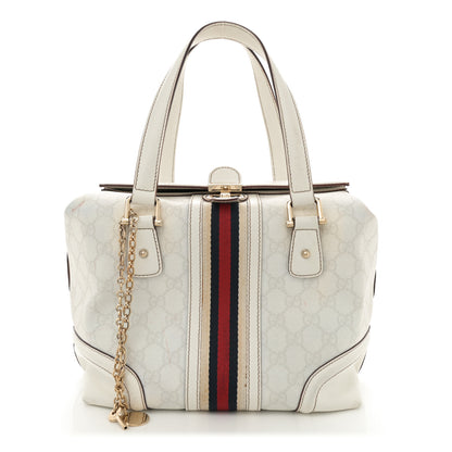 Gucci Monogram Web Treasure Boston Tote Ivory 1 of 15