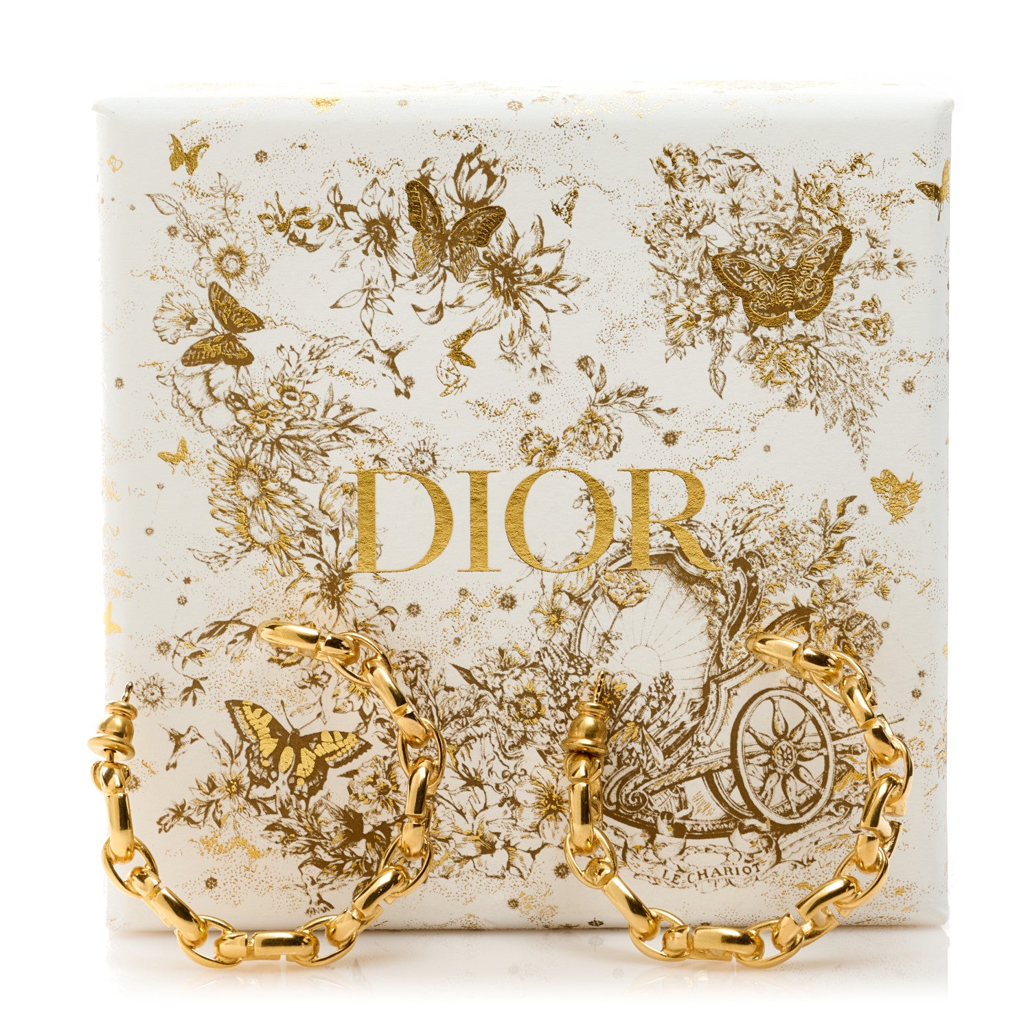 Christian Dior CHRISTIAN DIOR Metal Hoop Earrings Aged Gold 5 of 5